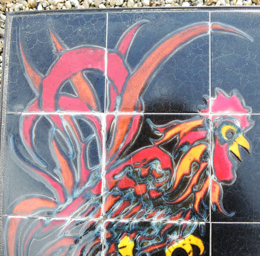 Antique cockfight ceramic coffee table