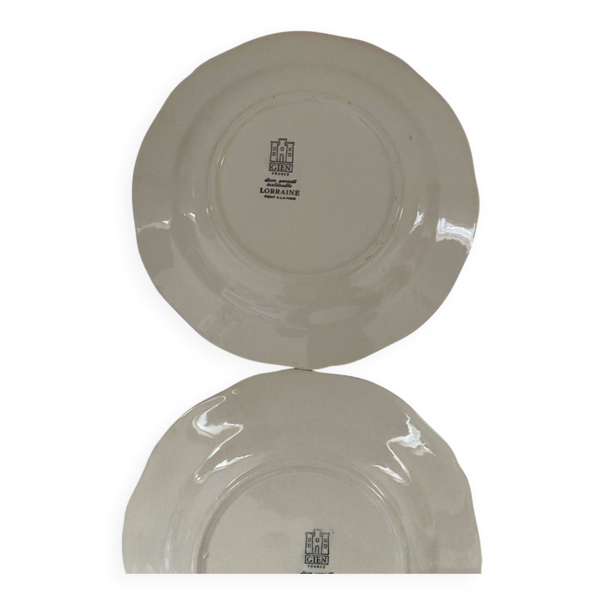 Service 6 assiettes plates gien lorraine fleurs peintes à la main