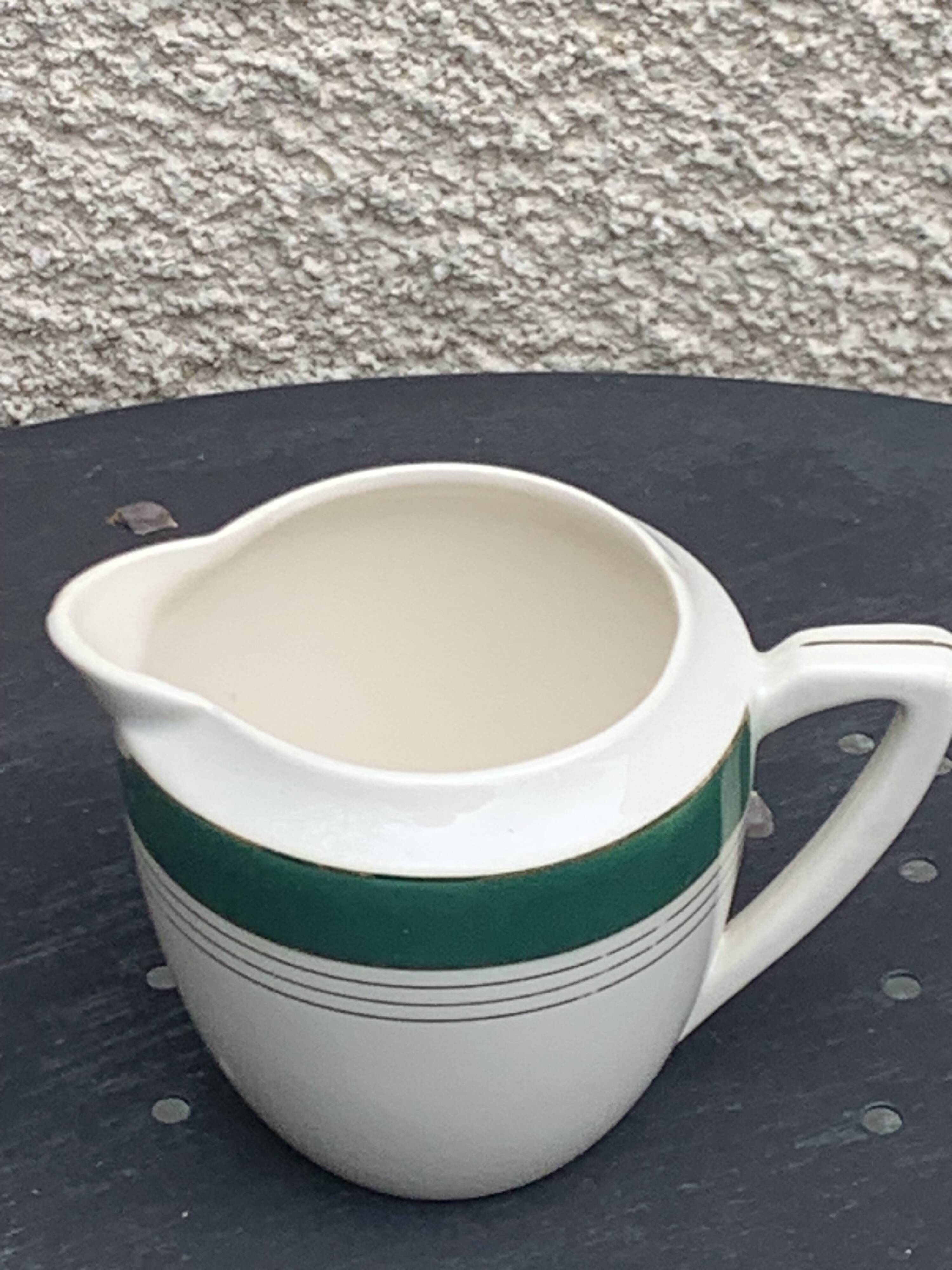 Coffee maker, milk jug and sugar bowl, Lumière, Digoin and Sarreguemines models