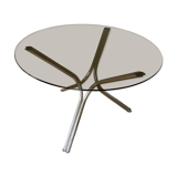 Table verre fumé et pied chromé