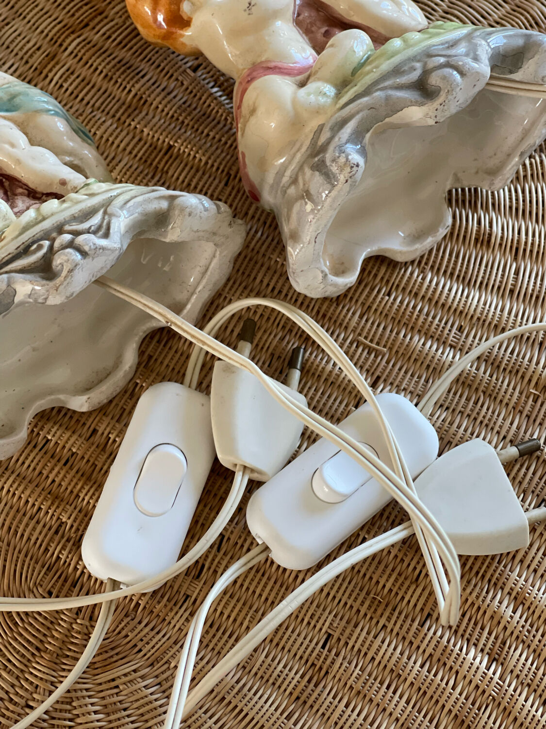 Duo of antique ceramic lamps.