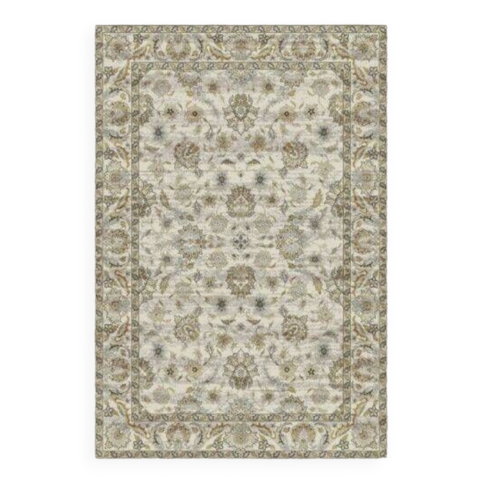 Beige floral home rug