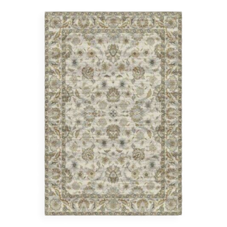 Beige floral home rug