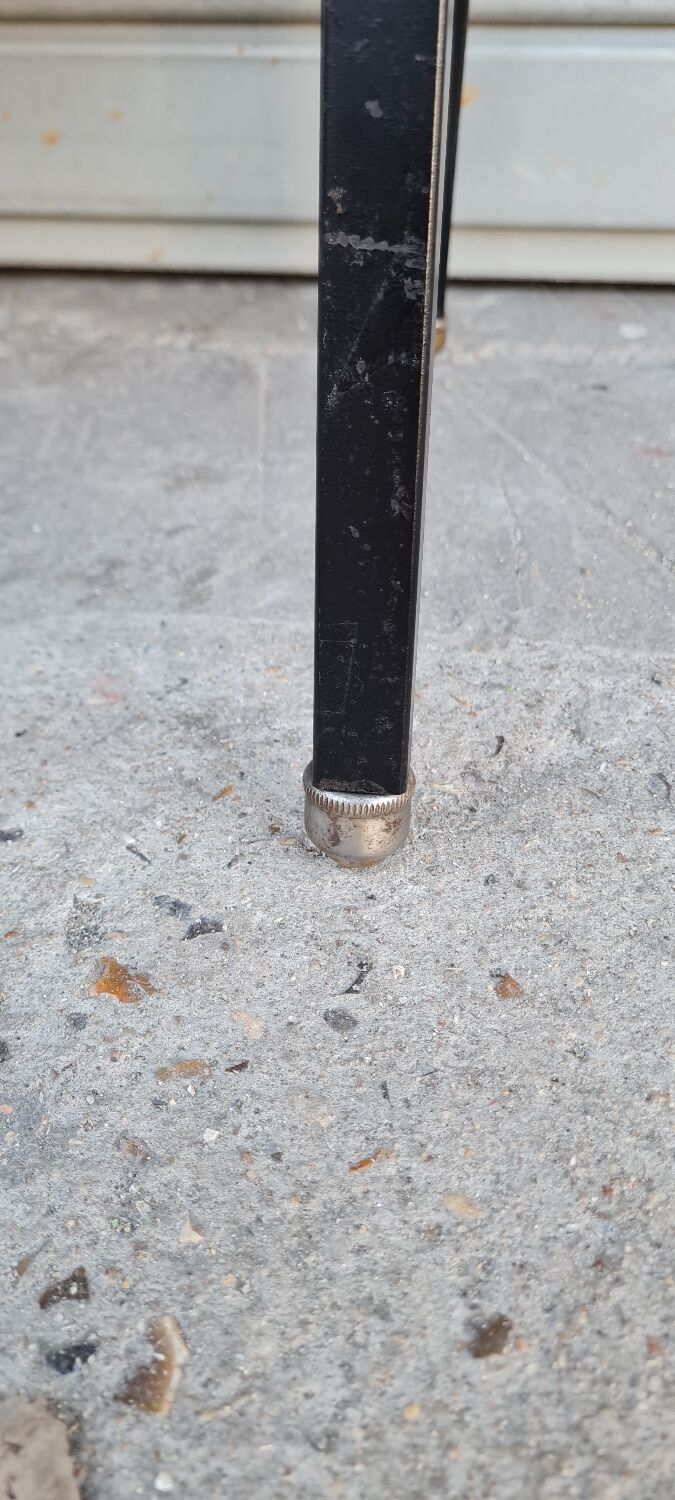 Teak and metal side table