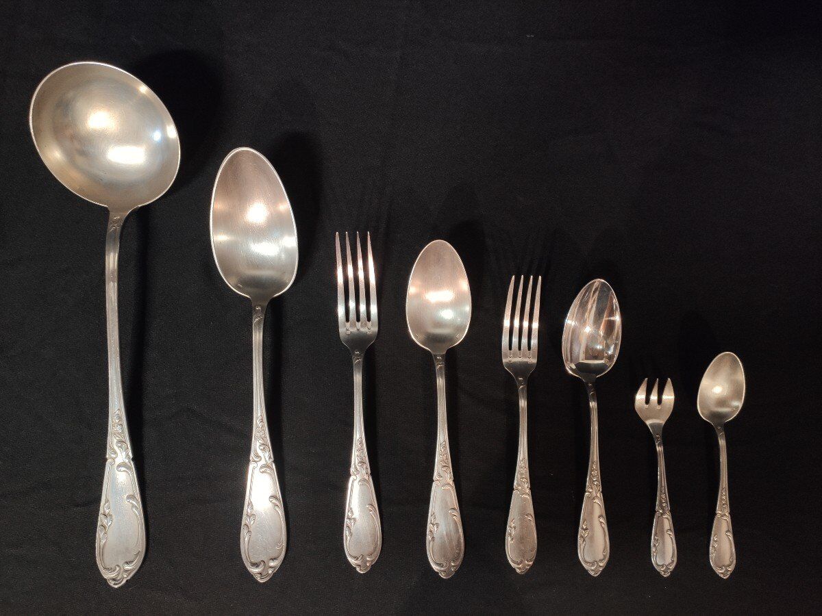 74 Piece Silver Plated Louis XV Style Cutlery Set