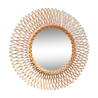 Rattan mirror 60