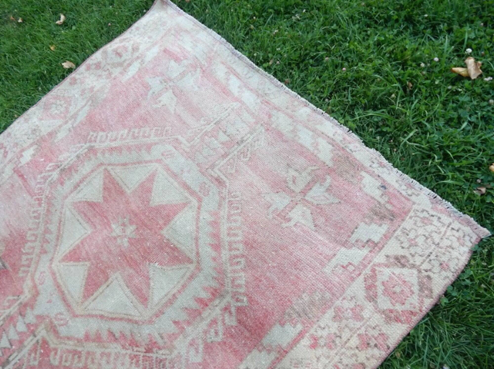 Vintage Turkish hallway rug 137x363 cm