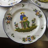 Lot of old plates, Decoration Rouen / peasant, St Clement PD