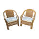 2 fauteuils vintage en cannage et bambou