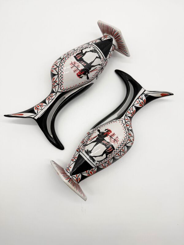 Paire de vases « zoomorphes » – céramique, Italy, 1960s