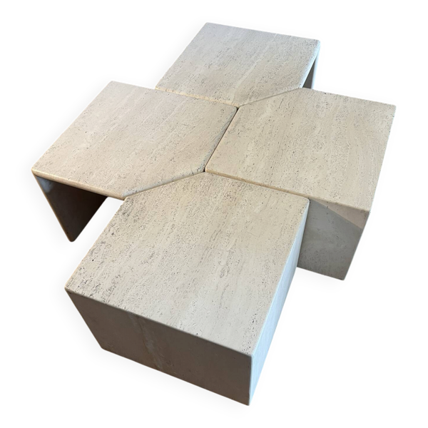 Table basse modulable en travertin 4 éléments
