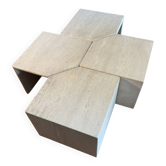 Table basse modulable en travertin 4 éléments