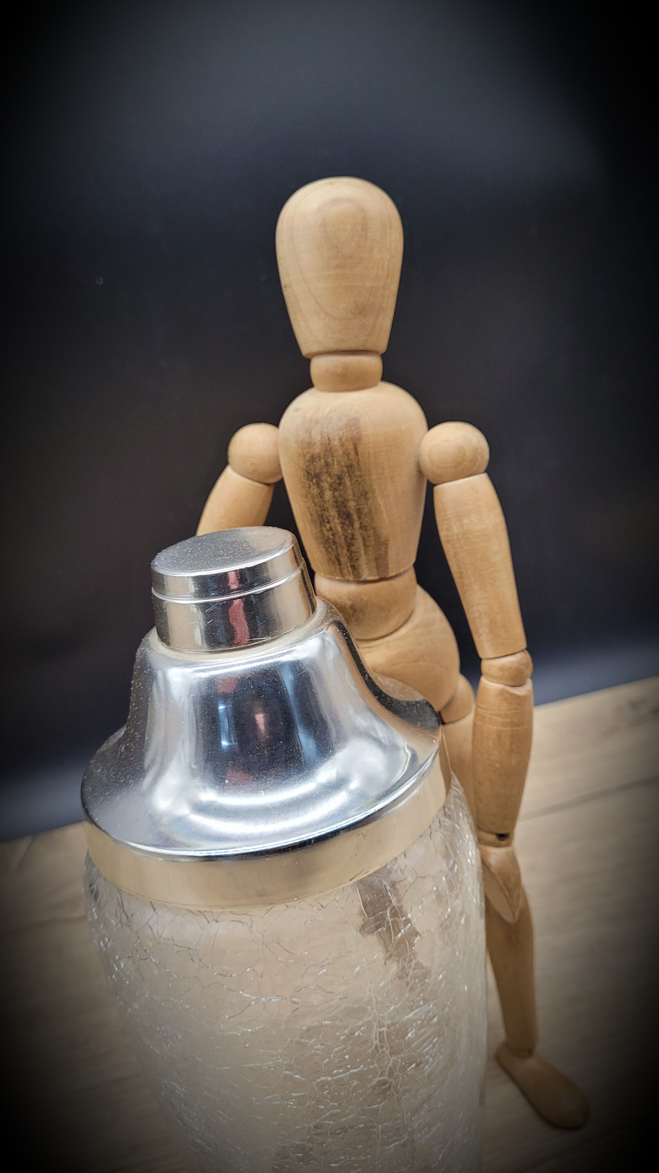 Chiseled glass cocktail shaker