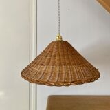 Vintage wicker lampshade suspension