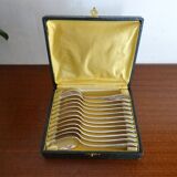 12 dessert spoons Apollo silver metal 1920 in case