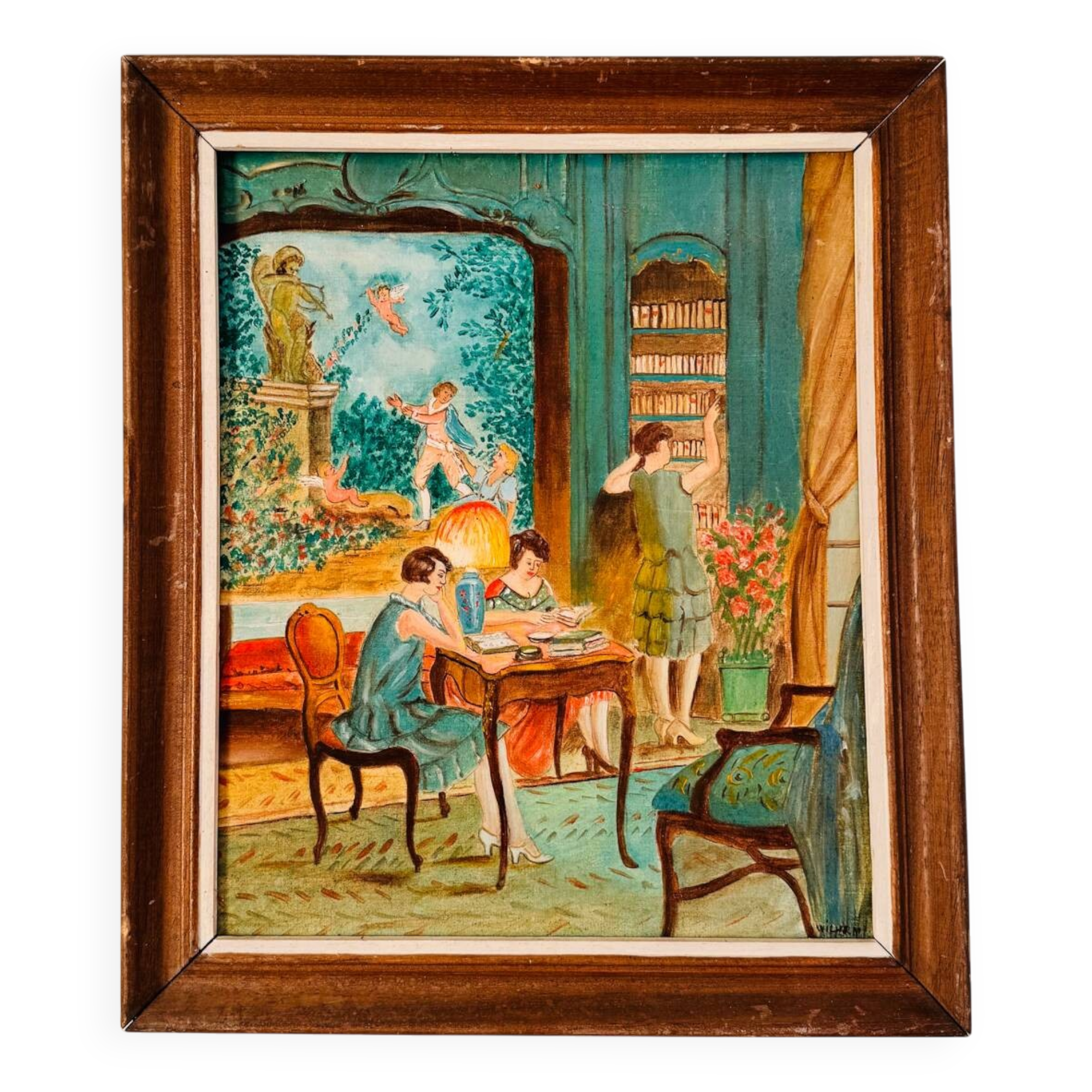 Tableau ancien scène d’intérieur