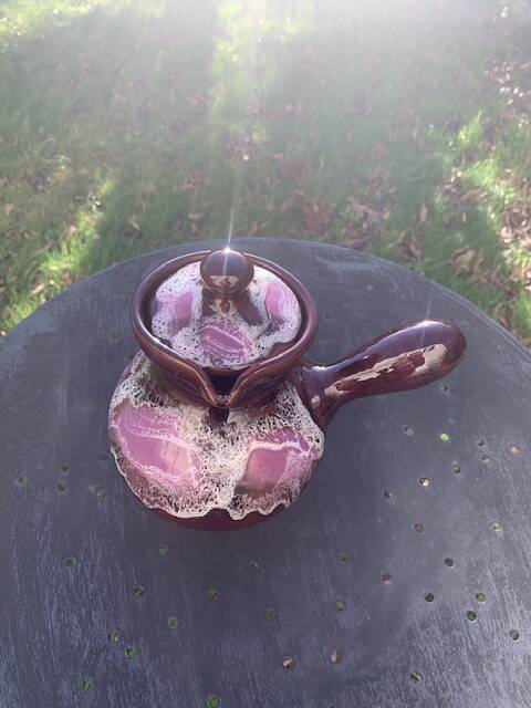 Coffee or tea service in enameled ceramic by Marius Giuge, artisan potter in Vallauris,