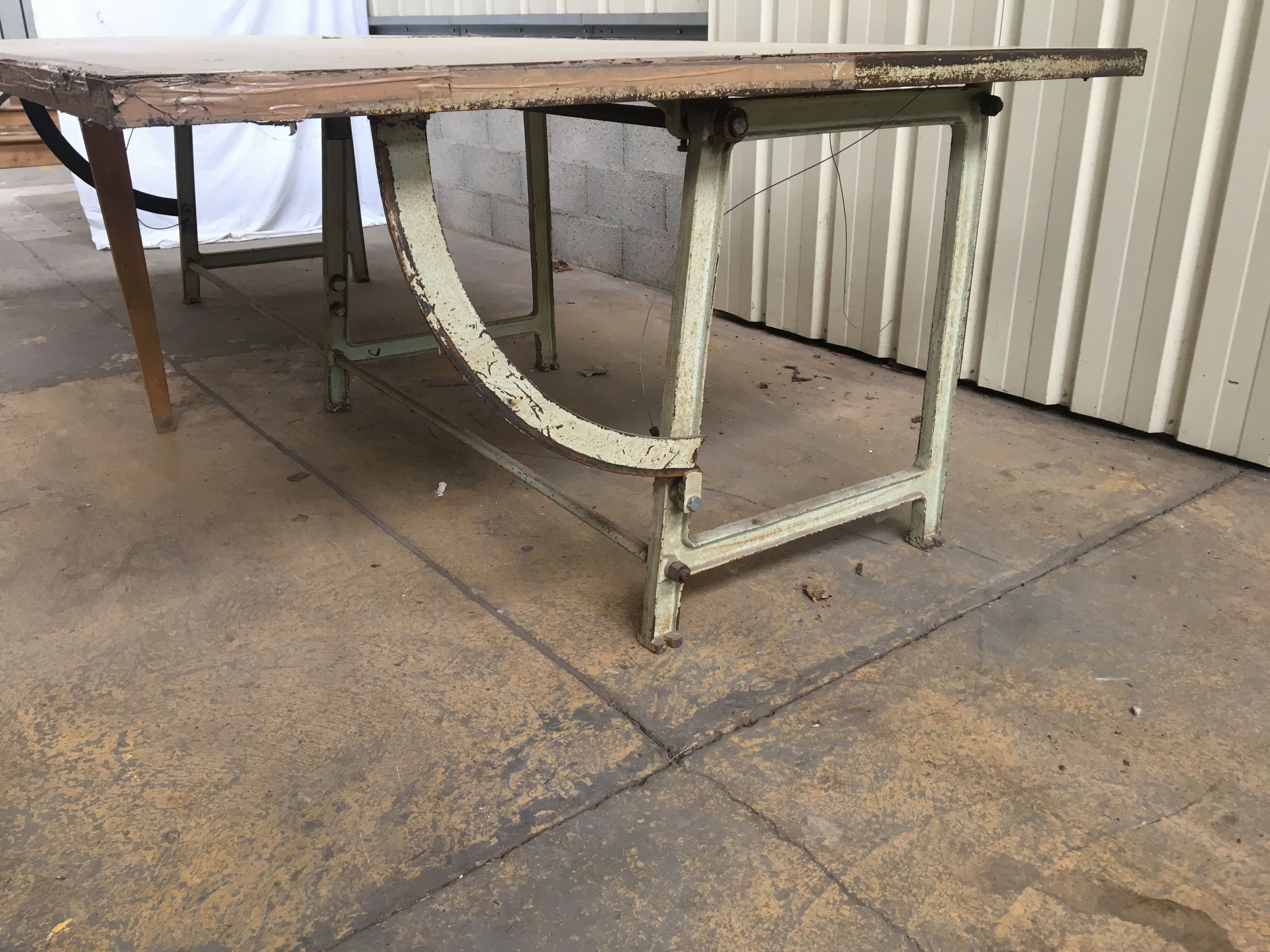 Old fabric cutting table