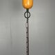 Lampe suspendue en macramé avec ventilateur uchiwa en fibre de rotin, années 1970.