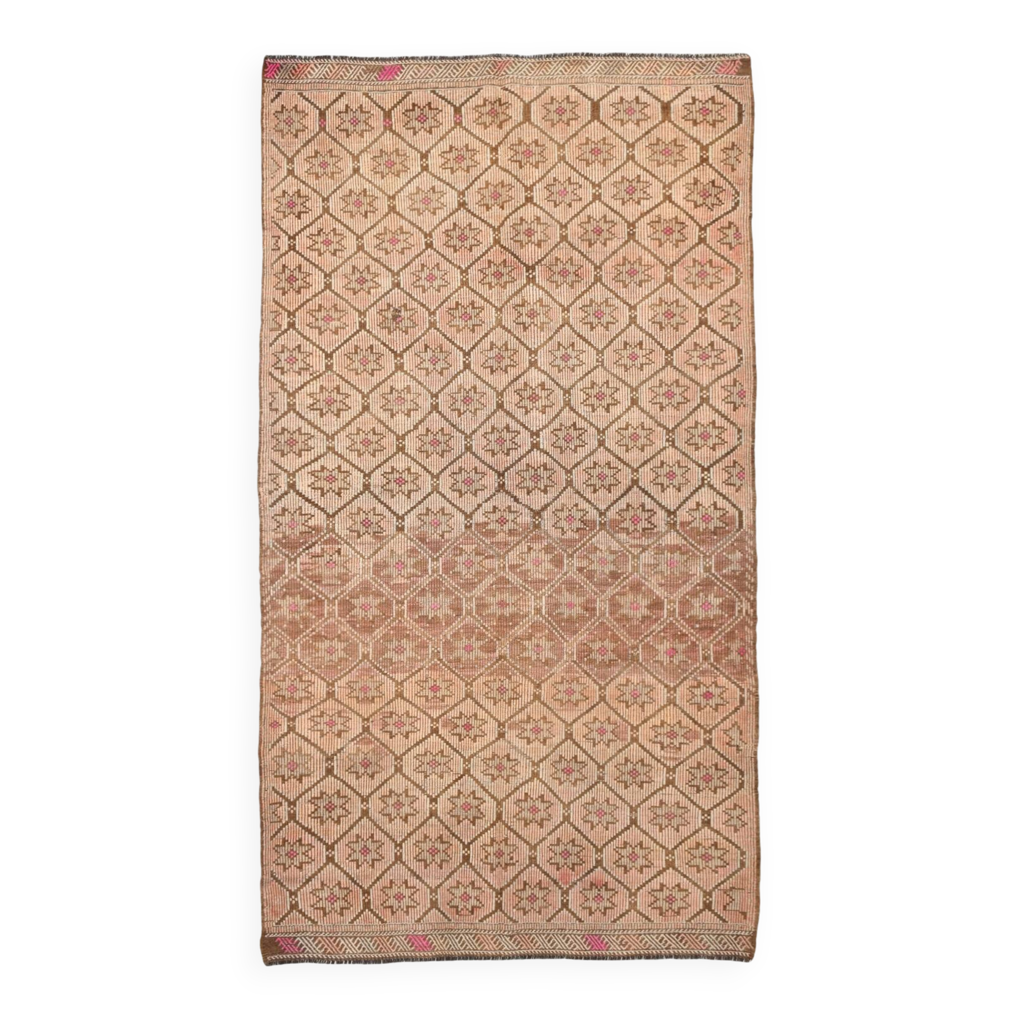 Beige & Brown Star Pattern Kilim Rug, 166x300Cm