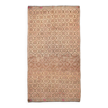 Beige & Brown Star Pattern Kilim Rug, 166x300Cm