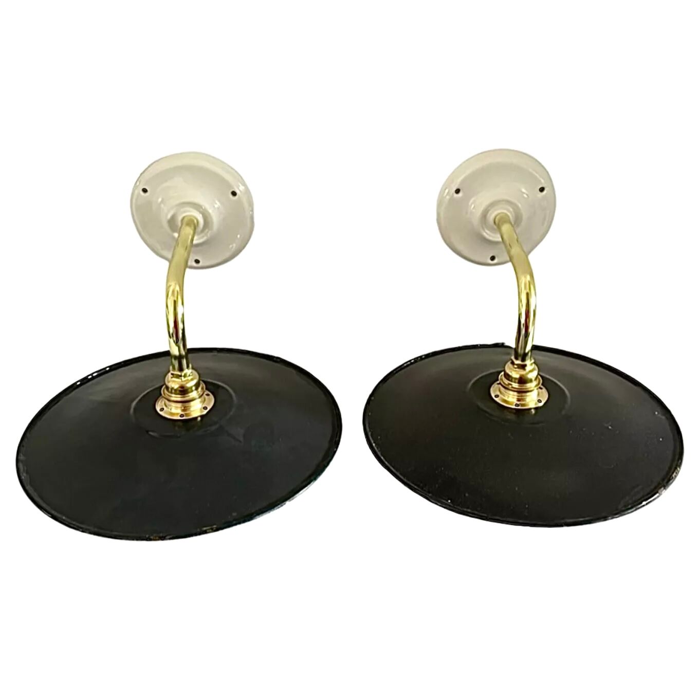 Set of two new electrified anthracite enamelled sheet wall lamps