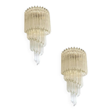 Set of Two Venetian "Quadriedro" Twist Murano Glass Wall Sconces