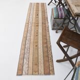 2x9 Soft Pastel Brown & Beige Turkish Runner Rug, 61x266Cm SK 21389