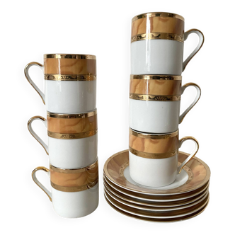 Tasses espresso en porcelaine et dorure or 24 carats