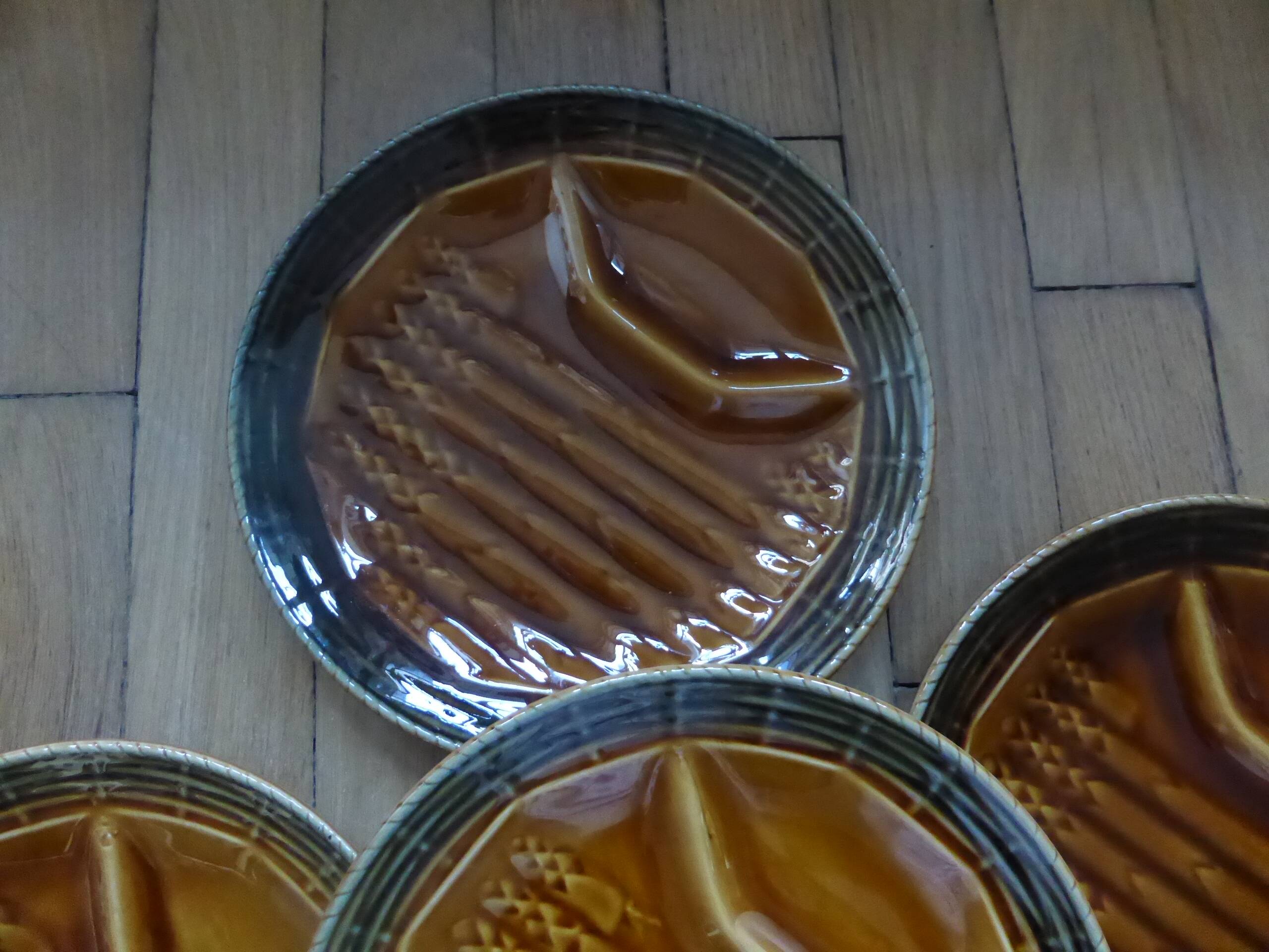 Set of 5 asparagus plates 1 dish Sarreguemines L1 / 200106