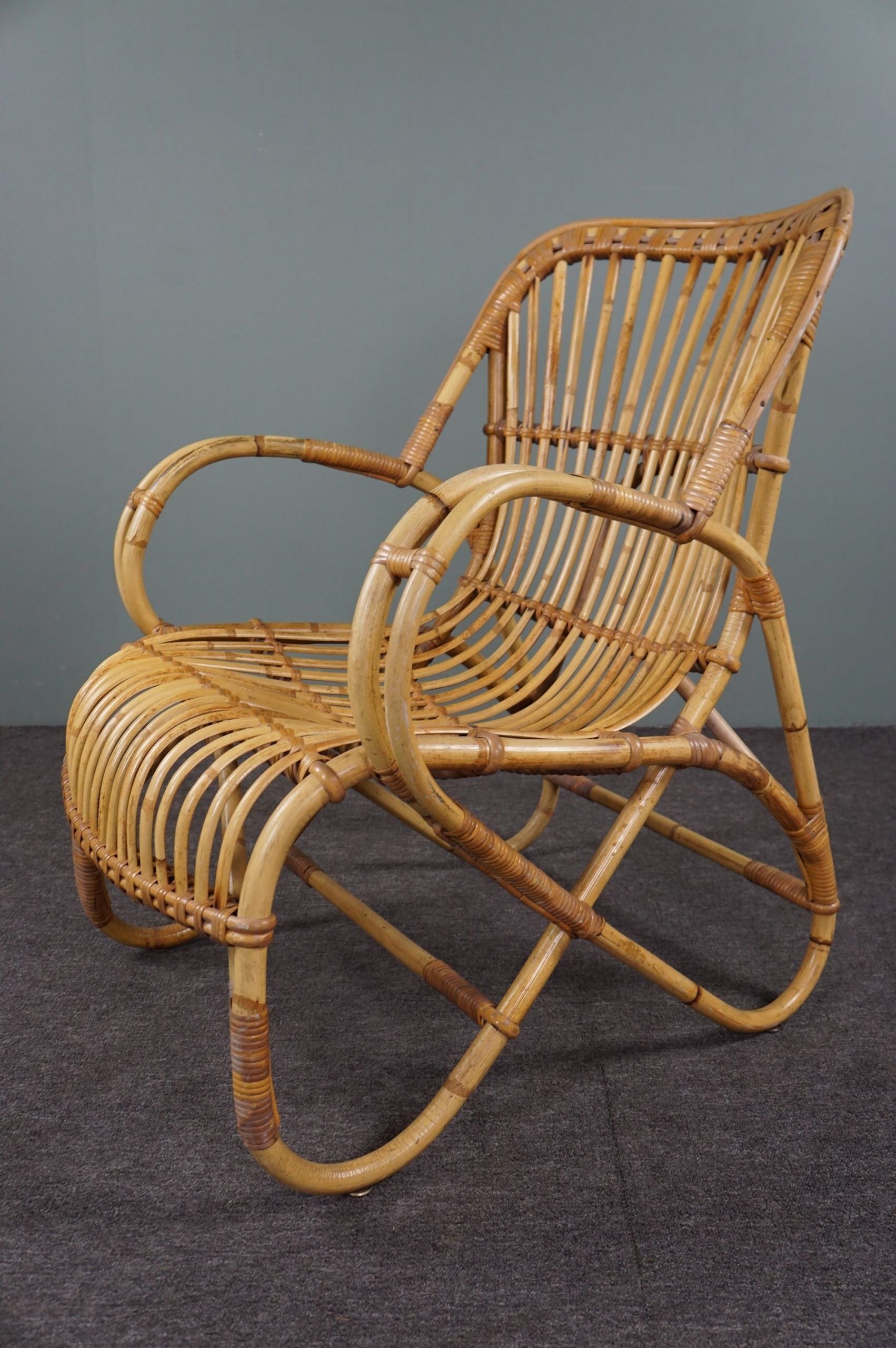 Rattan armchair with armrests 1950