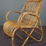 Rattan armchair with armrests 1950