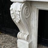 Charles x style fireplace in carrara marble, circa 1880