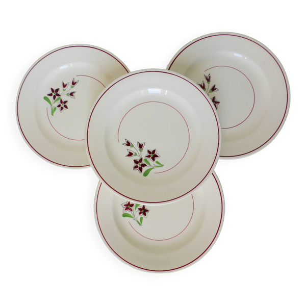 4 assiettes plates vintage de la manufacture de Salins