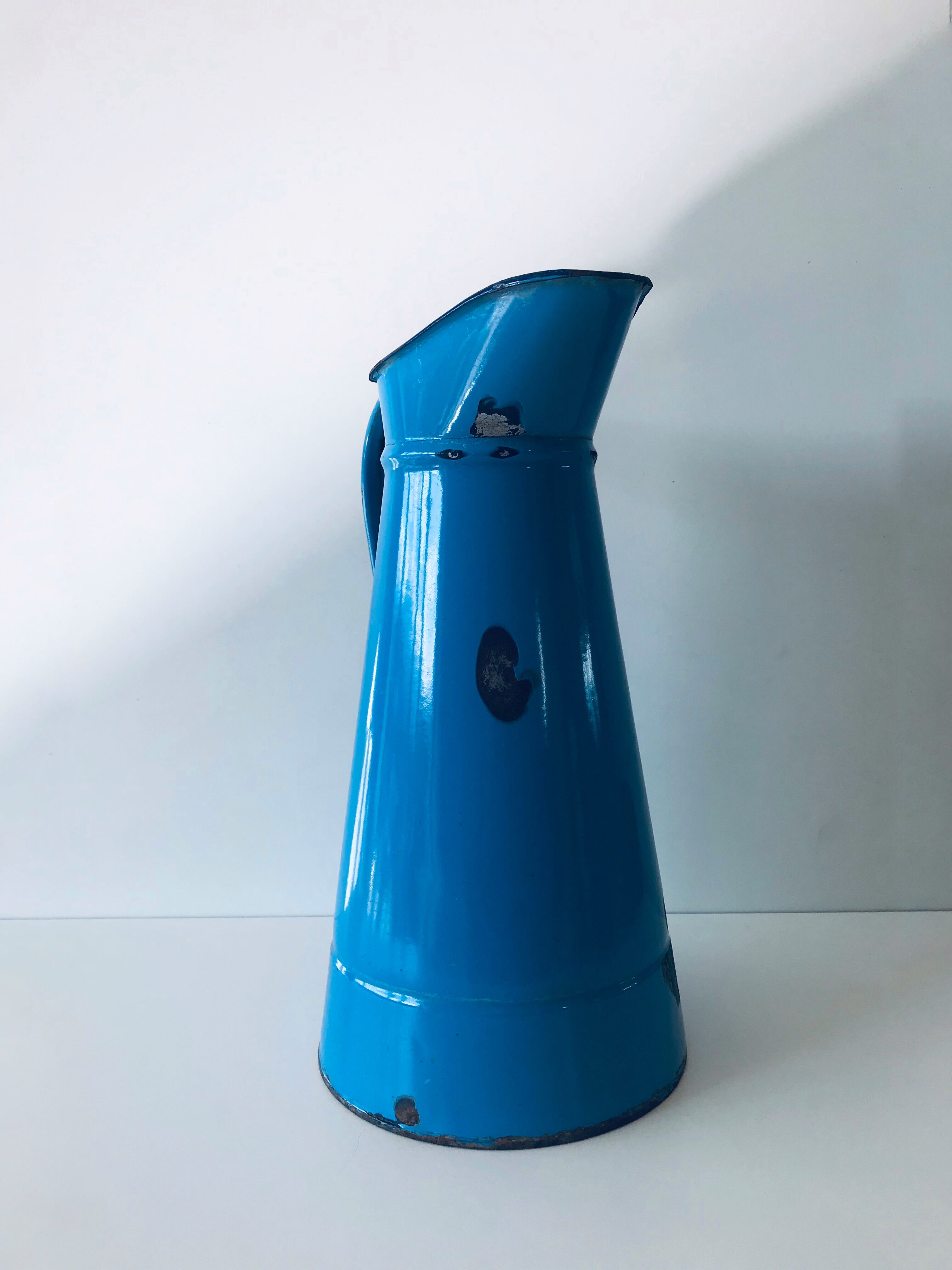 Old blue enamelled broc