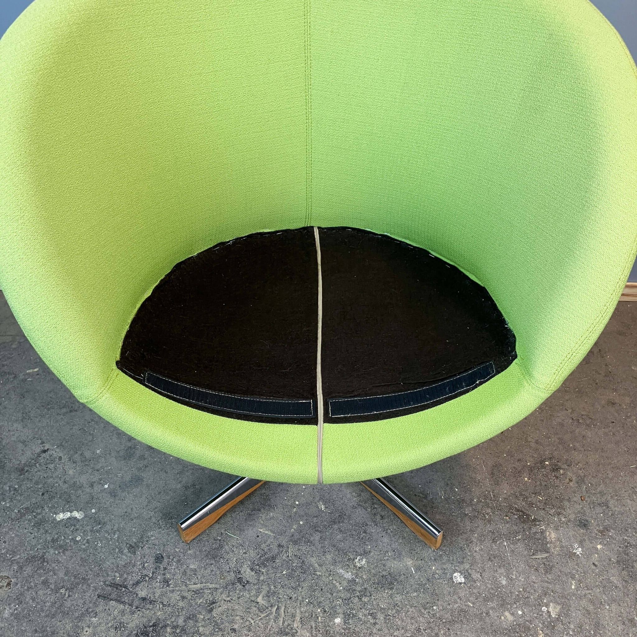 Lounge chair "Planet" by Stokke, chrome and lime green fabric cover, mid-century