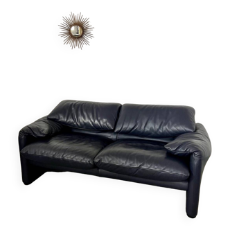 Maralunga sofa designer Vico MAGISTRETTI cassina in vintage midnight blue leather