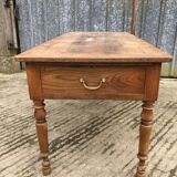 Antique cherry farmhouse table with 2 drawers and 1 pull-out