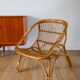 Shell armchair in rattan and bamboo, early 20th century