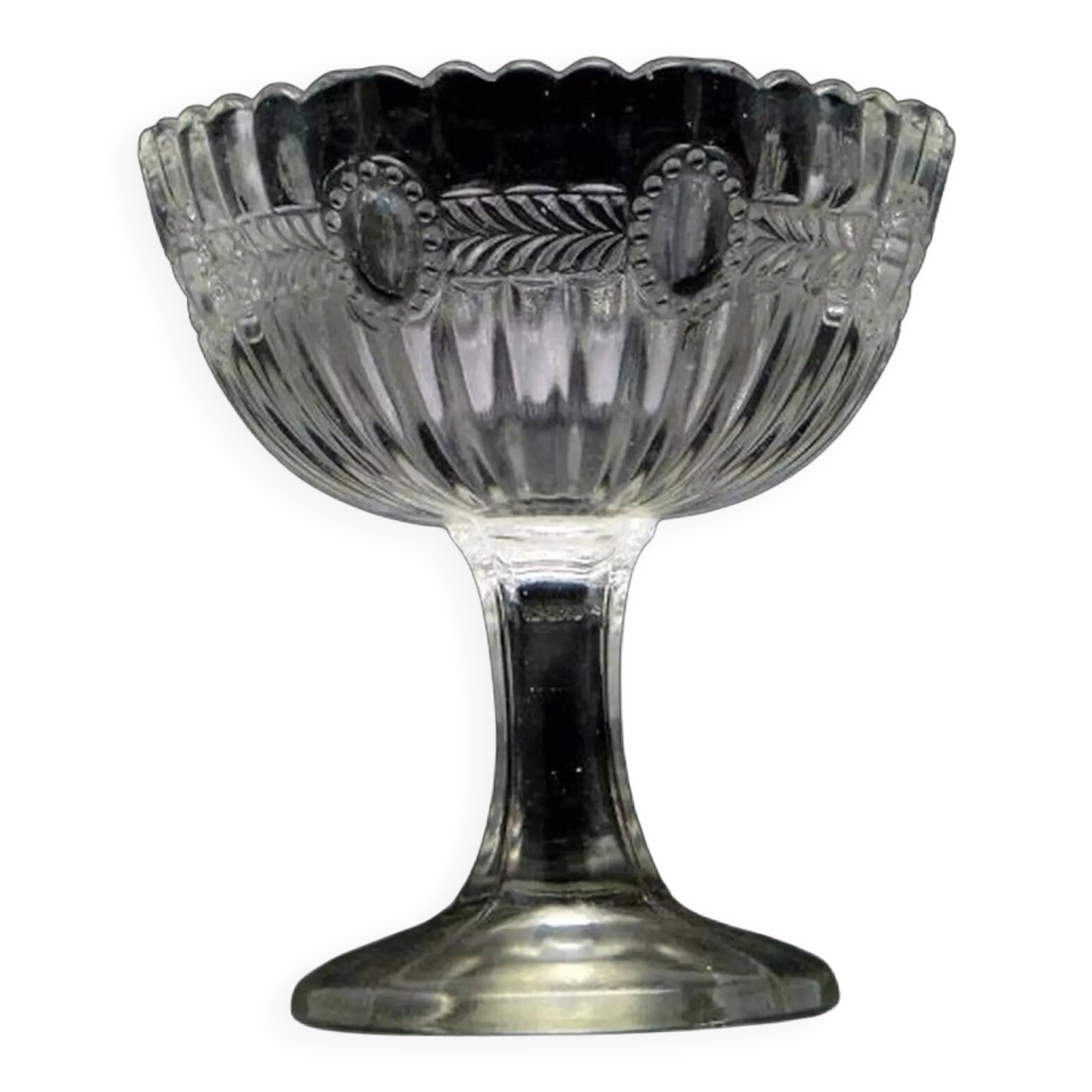 Basket-shaped pressed glass sugar bowl, Ząbkowice, Poland, 1970s