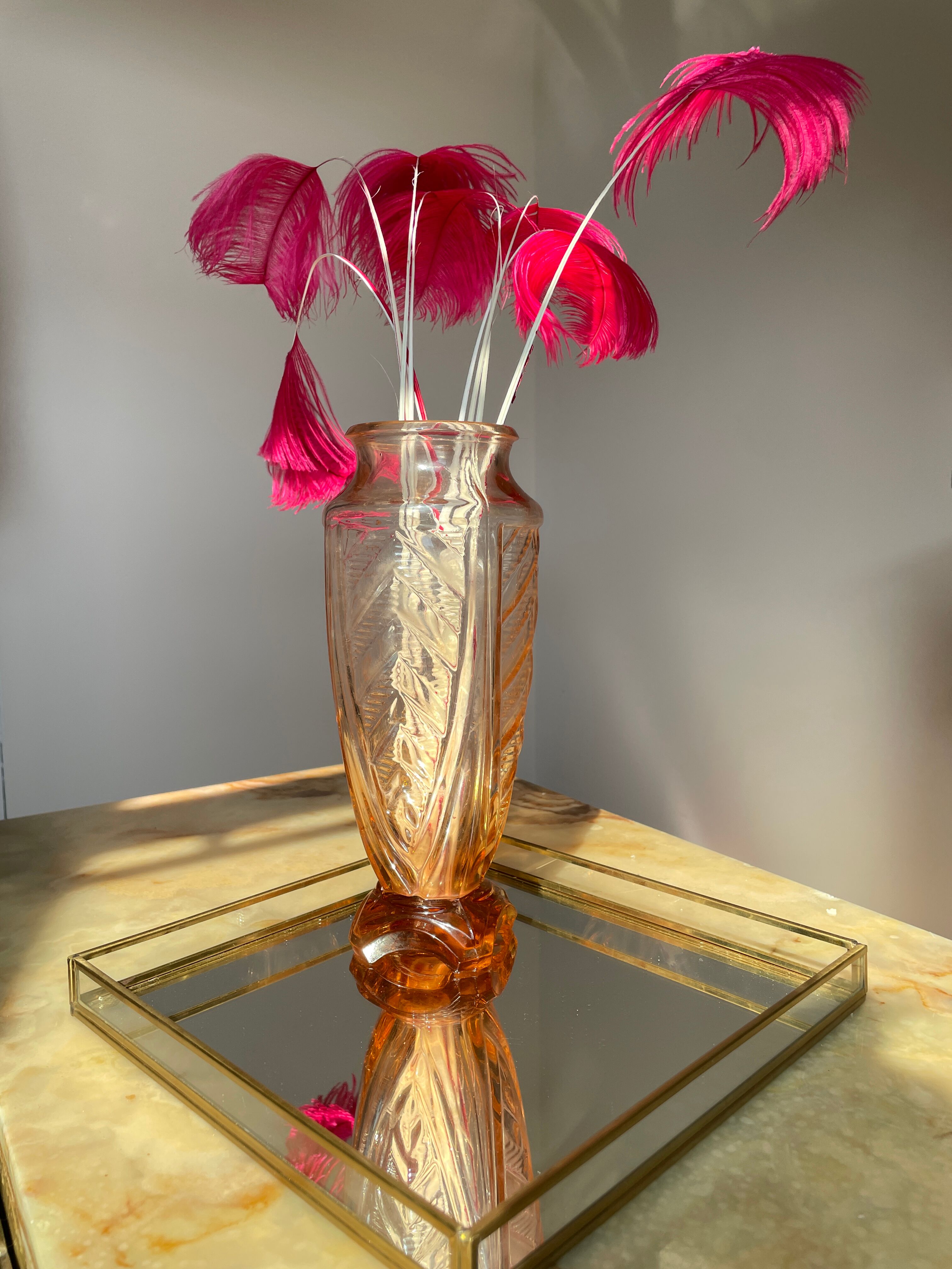 High vase art deco salmon pink