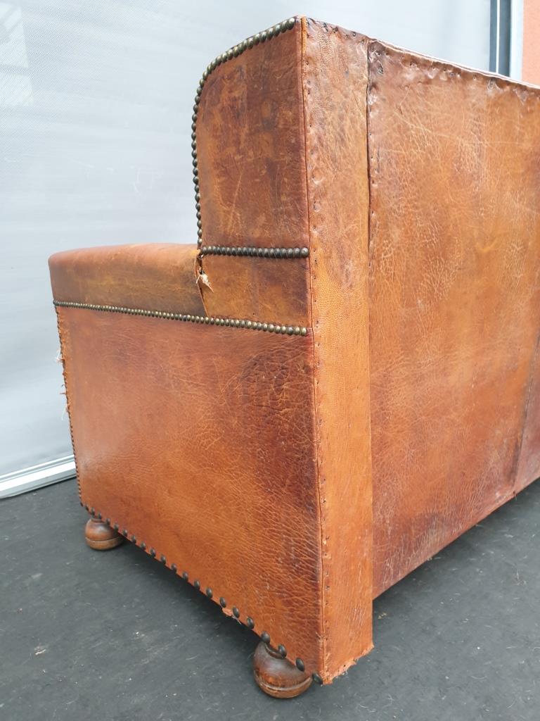 Vintage studded leather club sofa 50/60