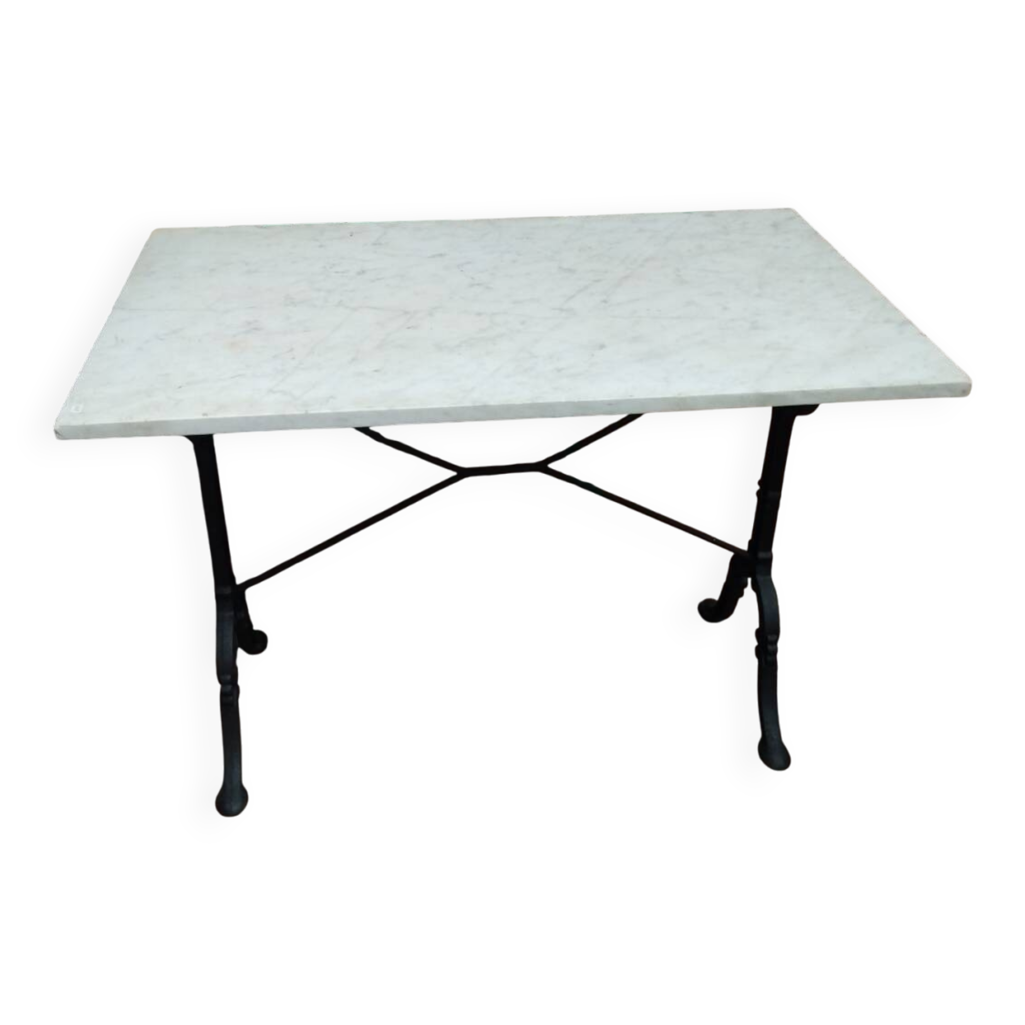 Cast iron and white marble bistro table