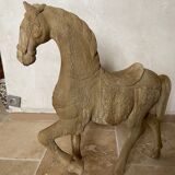 Merry-go-round horse in solid natural blond wood