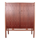 Swedish High Cabinet, Teak, Beech, Brass model Napoli, David Rosen 1960.