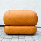 Canapé et fauteuils en cuir cognac par Sapporo pour Mobil, Italie