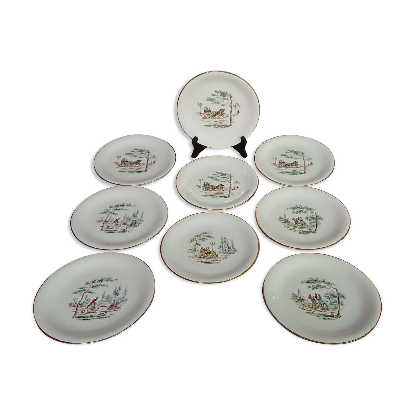 Lot of 9 porcelain plates the Amandine