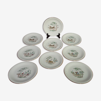 Lot of 9 porcelain plates the Amandine