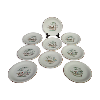 Lot of 9 porcelain plates the Amandine