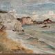 Oil on canvas depicting a rocky coast from the early 20th century